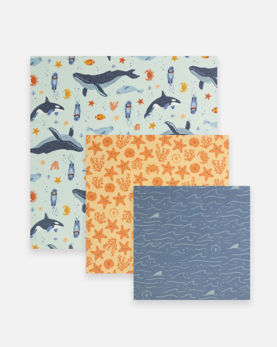 Beeswax Wrap Variety Set - Nature Bee Ocean Lovers Edition