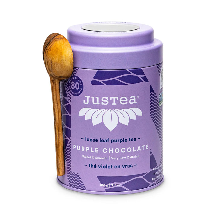 JusTea Herbal tea tins with wooden scoop