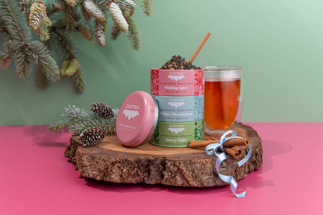 Holiday Trio Tin & Spoon - Organic Black, Green, Herbal Tea