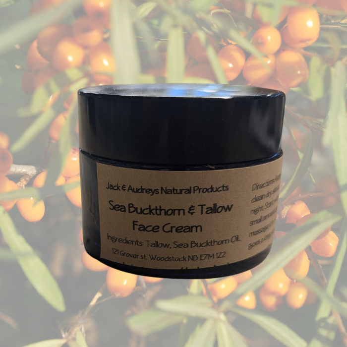 Jack & Audrey's Seabuckthorn and tallow face cream (not vegan).