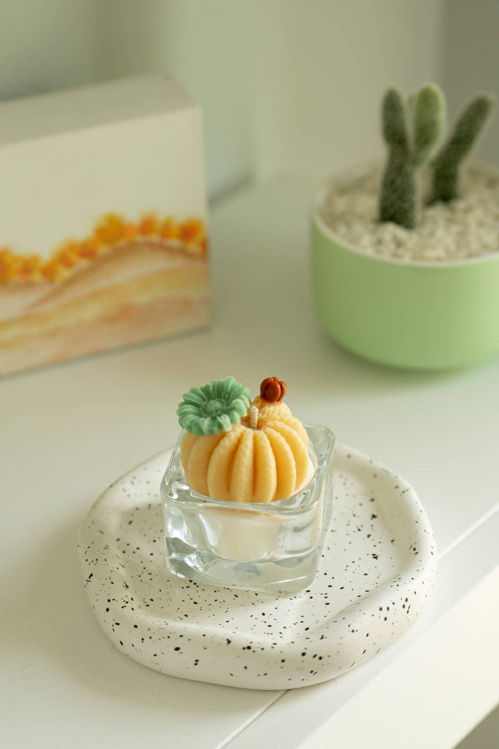 Barrel Cactus Tealight Candles: Mint w/ orange