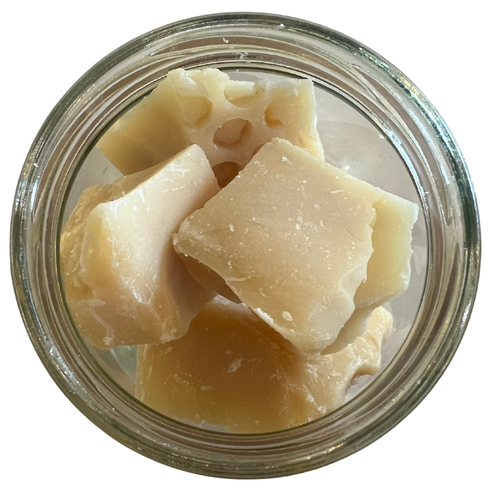 laundry soap chunks in a glass jar