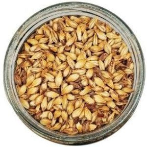 Crystal Malt in a jar with a white background