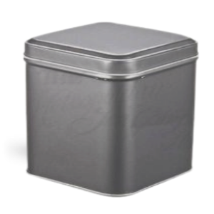 Tea tin square small 50g silver