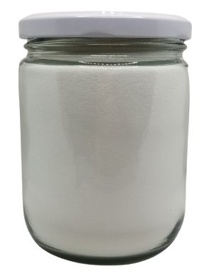 Dendritic Salt Crystals in a jar with a white background (SIDE VIEW)